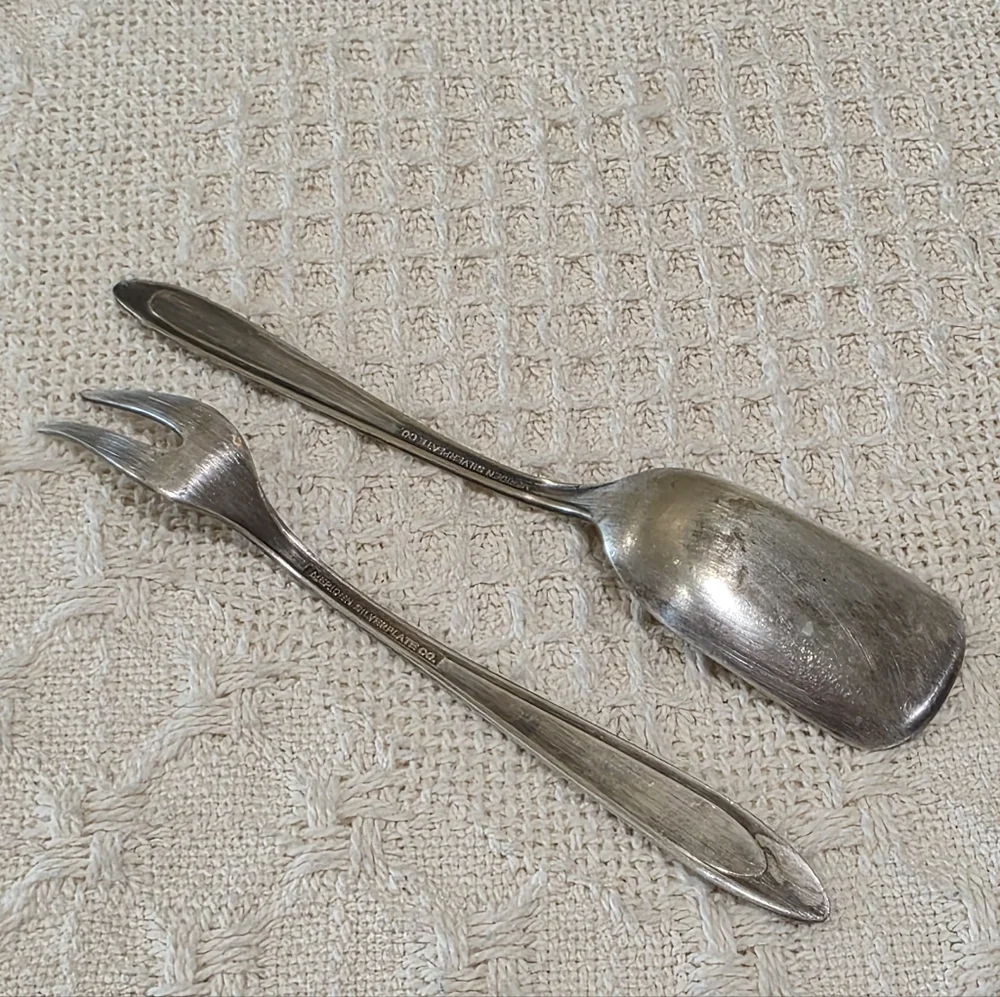 Vintage Meridian Silverplate Co FIRST LADY Serving Spoon Shovel and Fork Set
